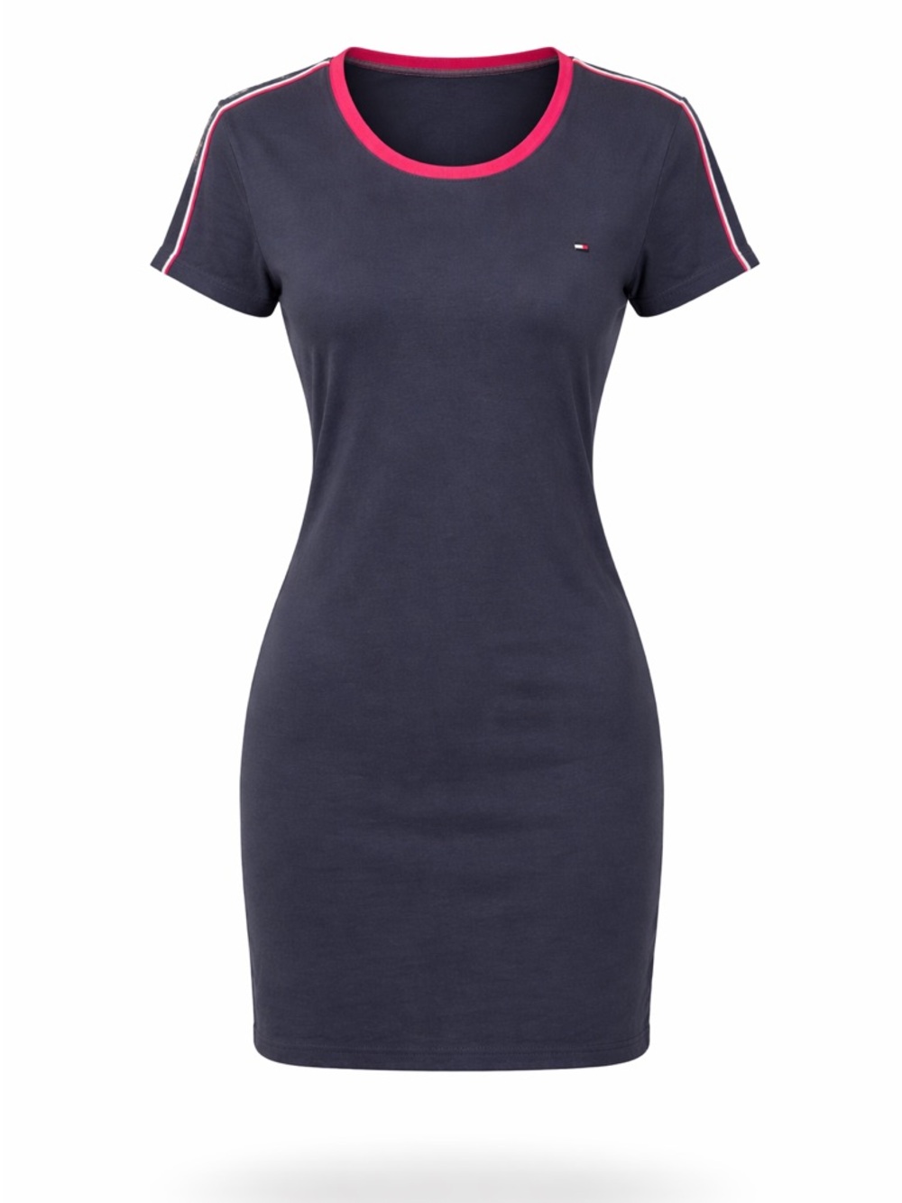 Y2K Tommy Hilfiger Women's T-Shirt Dress Large Navy Blue  Round Neck Pullover